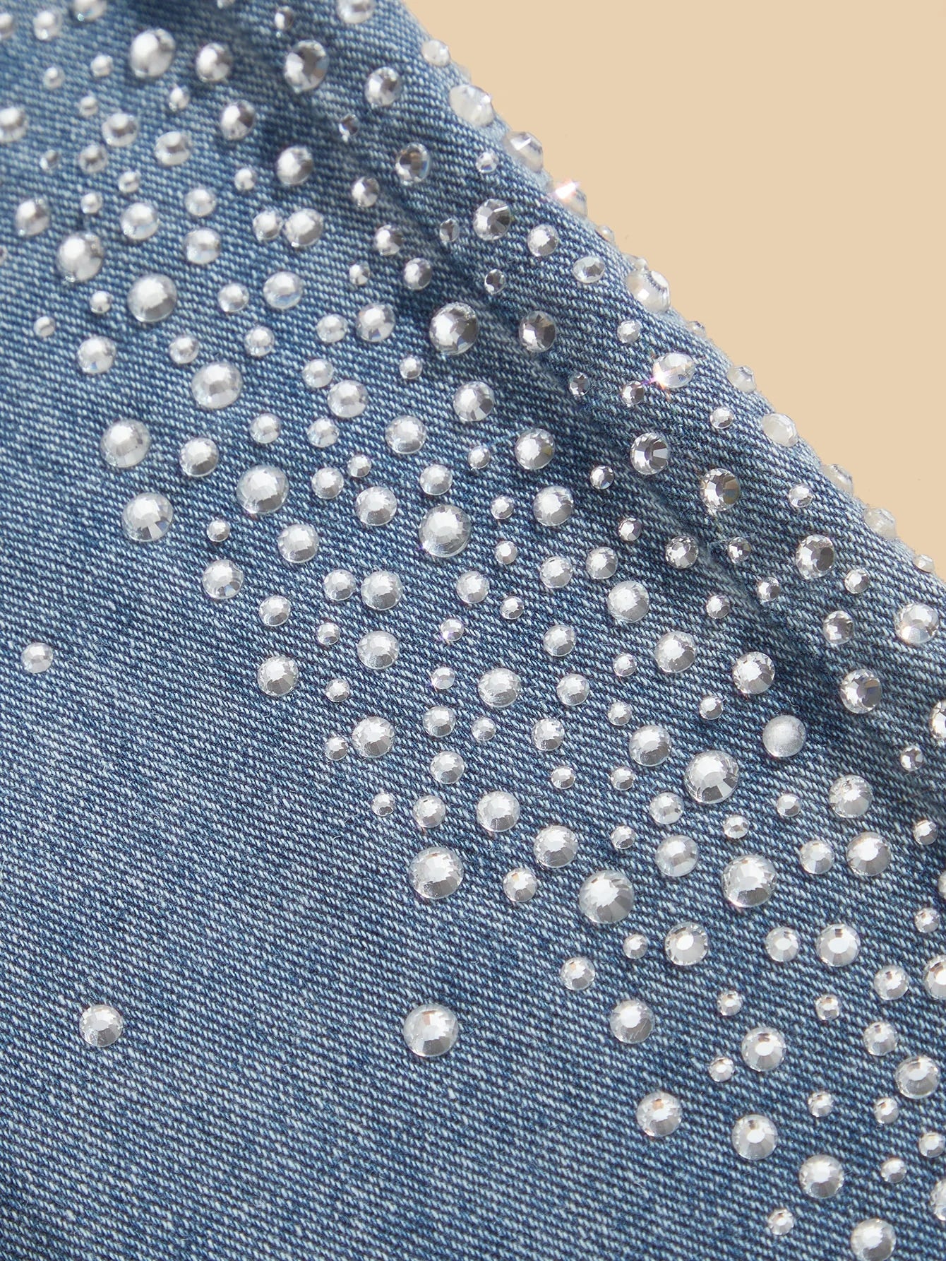Mira Rhinestone Embellished Wide Leg Jeans for Women | Ice Blue Effortless Glam Denim